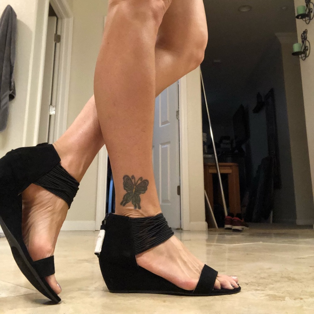 Black wedge heel with open toe